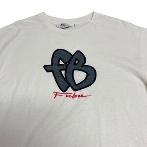 Vintage White FUBU Embroidered Logo T-Shirt XL